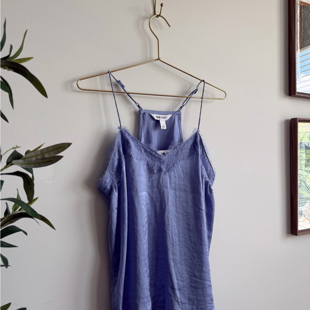 NWT Nine West Periwinkle Lace-Trim Camisole